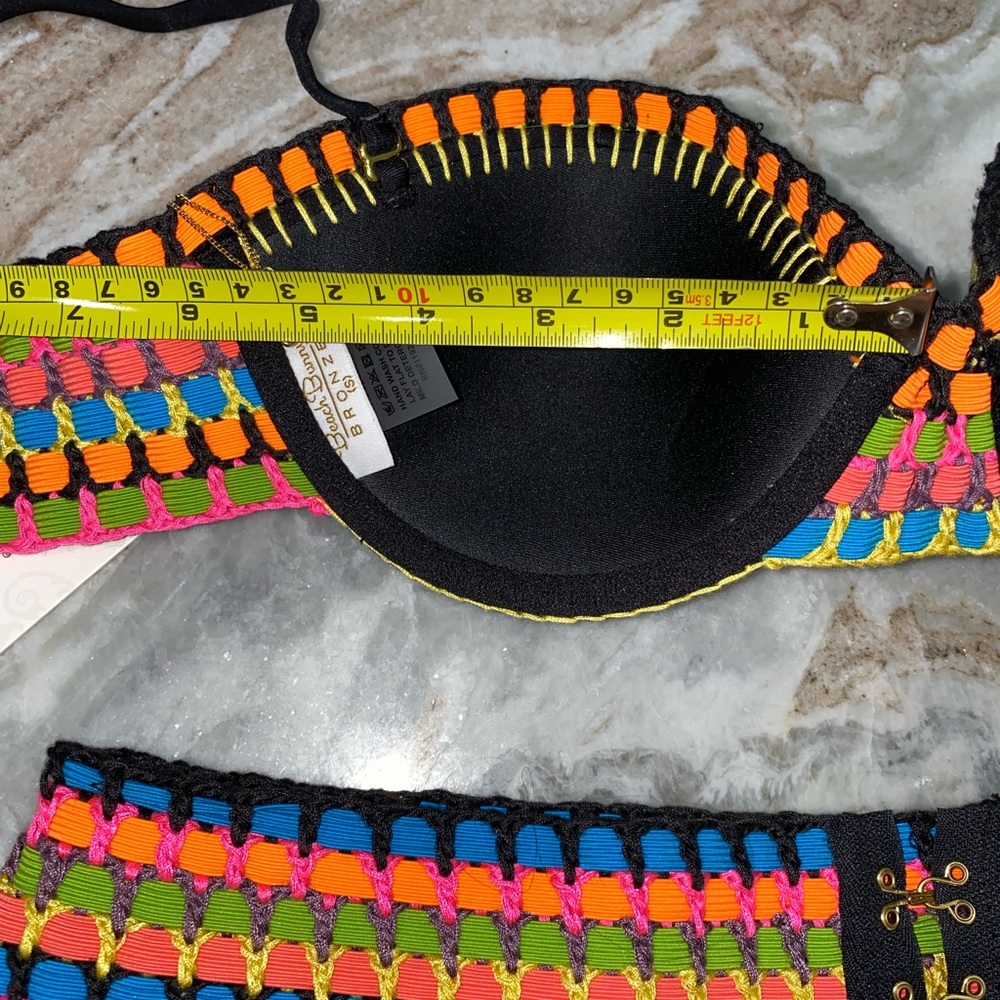 RARE NWT Beach Bunny crochet festival bikini high waist bottoms large top small - Picture 7 of 8